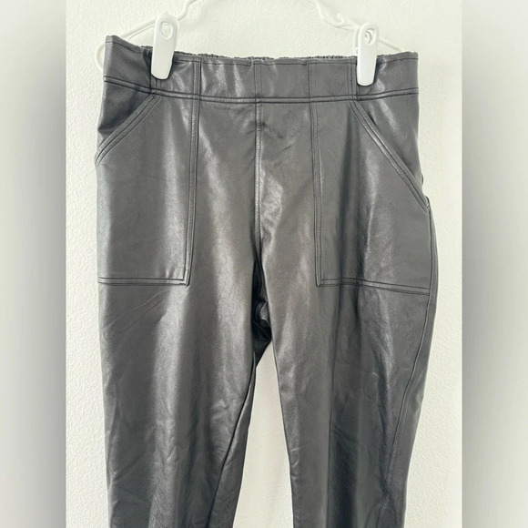 SPANX® Faux Leather Jogger Pants Black Pull On Rocker Chic Luxe Size XL - Picture 5 of 10